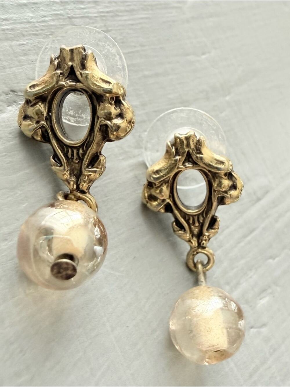 Gold tone Dangle Beaded Earrings